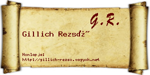 Gillich Rezső névjegykártya